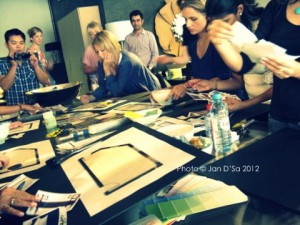 Various finalists hard at work with their mood boards. 