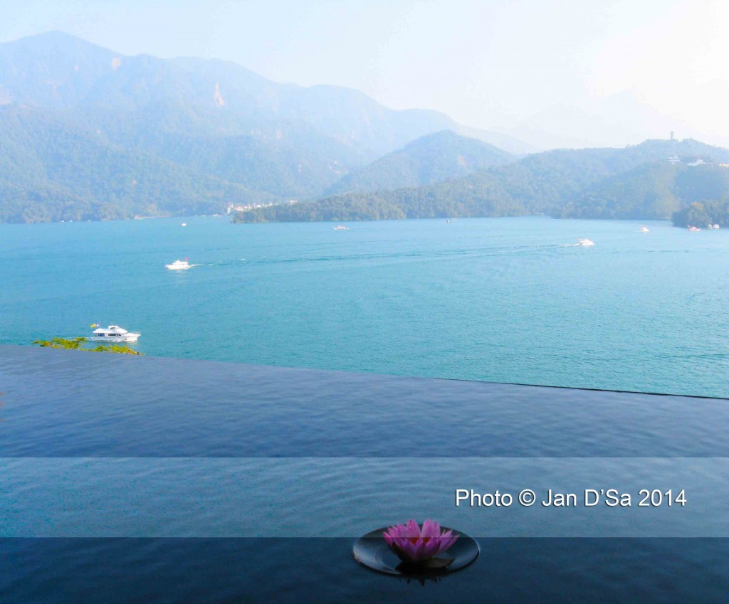 View of Sun Moon Lake from the Lalu Hotel, the late President's home Chiang Kai-Shek