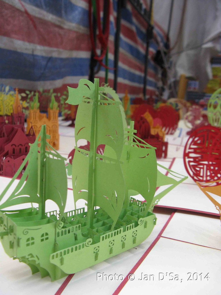These are greeting cards with finely cut paper sculptures.