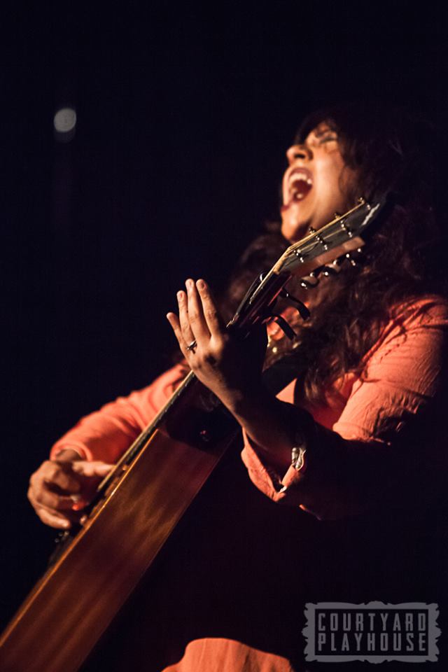 Gayathri, singer/songwriter belts it out. Photo Â© Tiffany Schultz & the Courtyard Playhouse