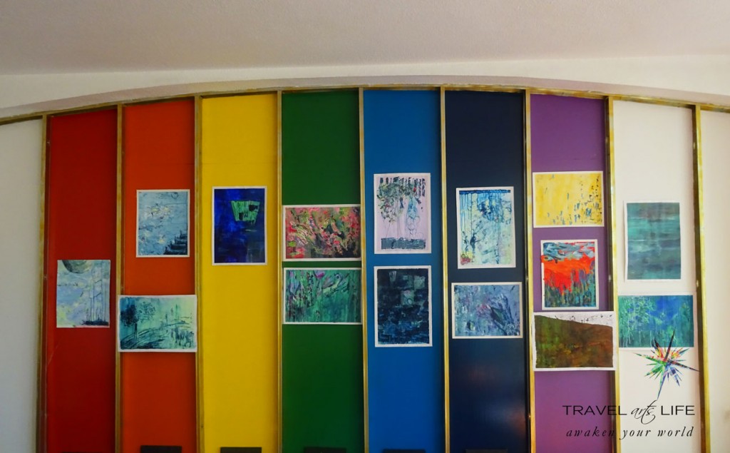 Colourful panels of intuitive art by Vanessa Arnold. Photo Â©Jan D'Sa. 